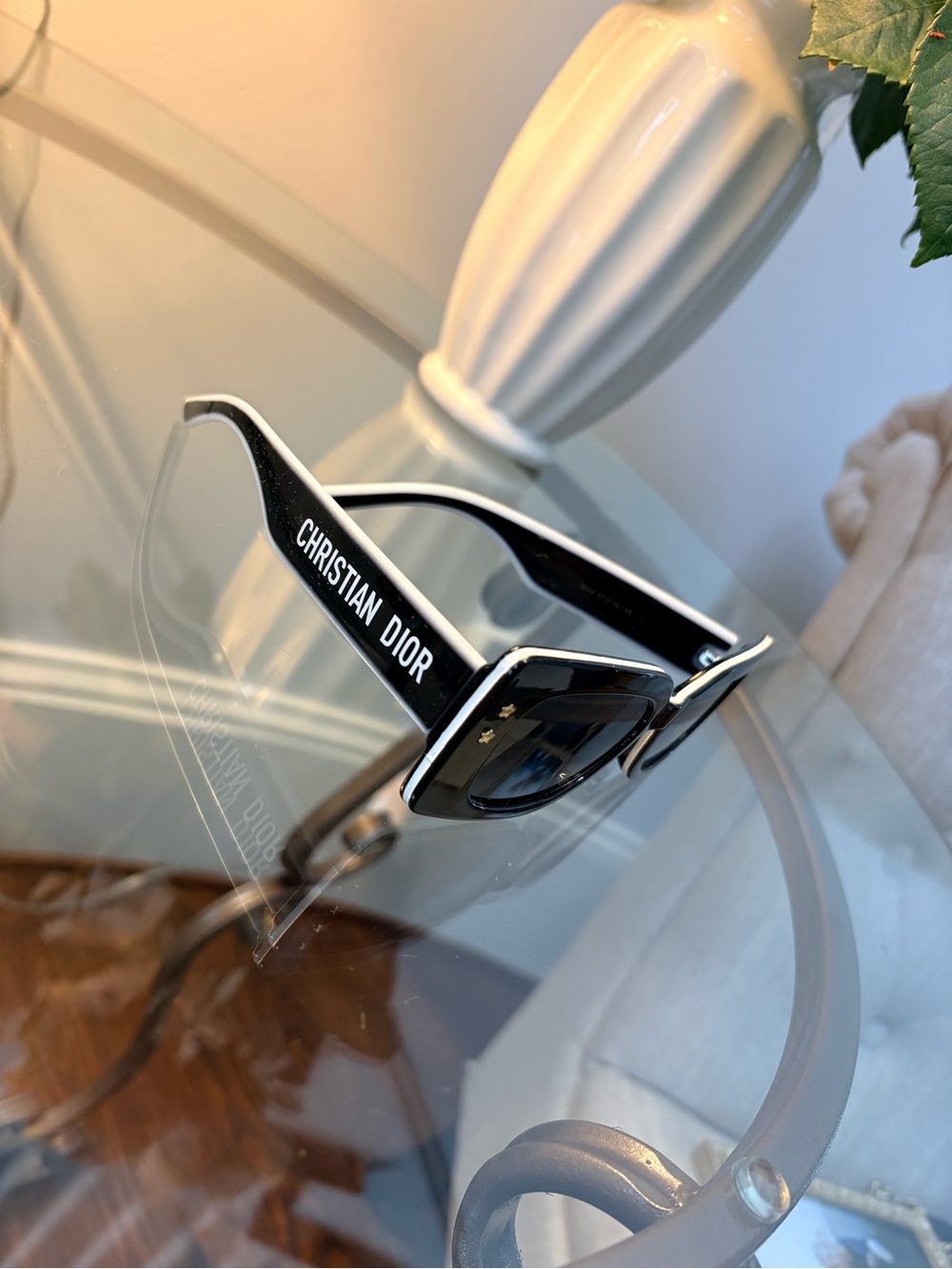Christian Dior lookalike Black and White Shield Sunglasses